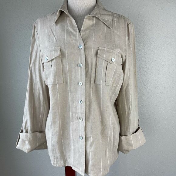 NWT Wear It Linen Blend Button Down Shirt Size M - Picture 1 of 10